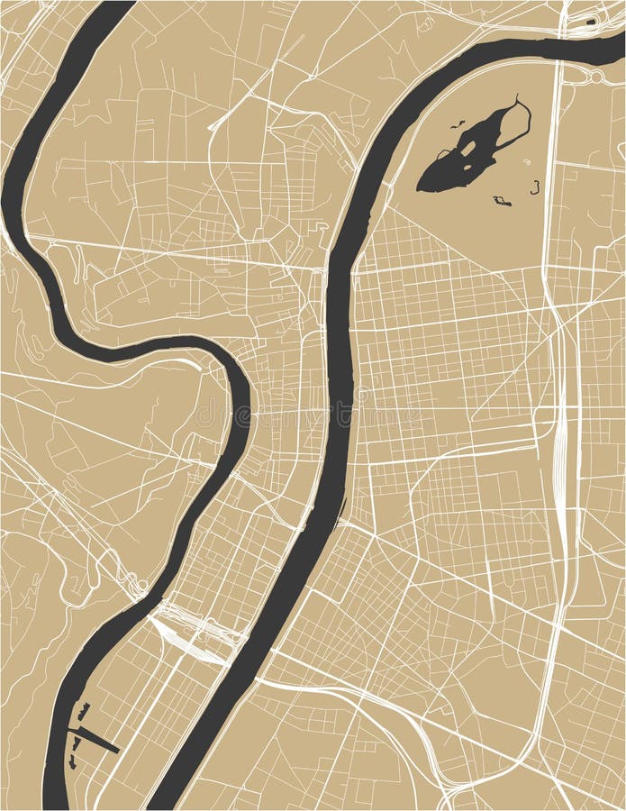 Map of the city of Lyon, France royalty free illustration