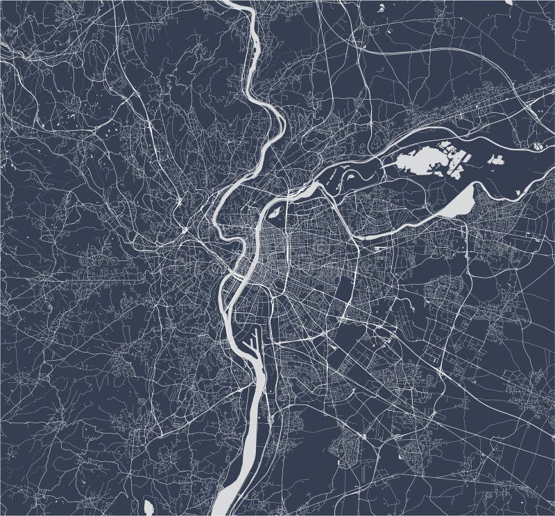 Map of the city of Lyon, France stock illustration