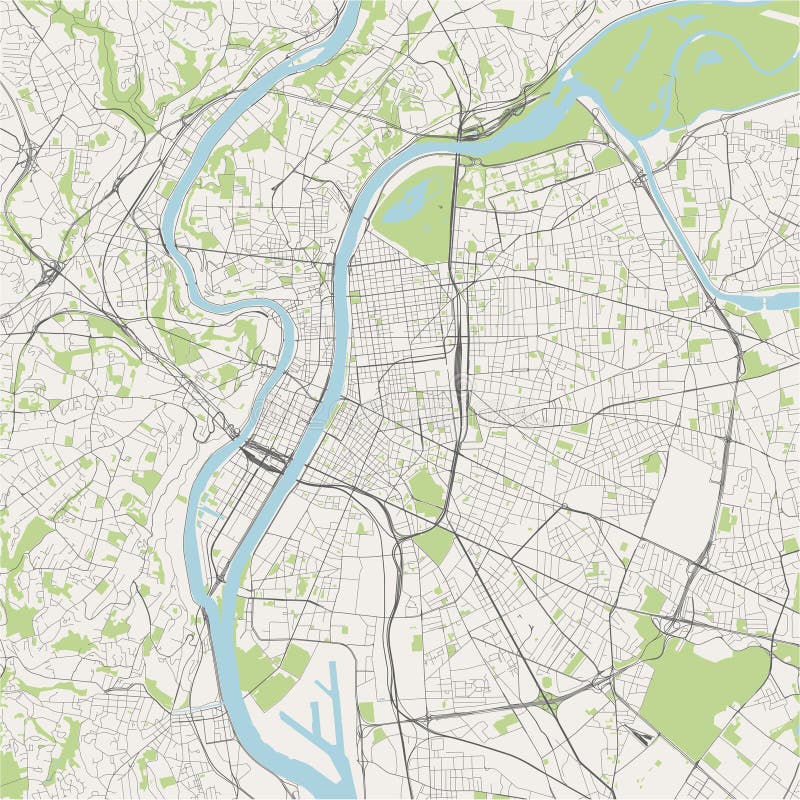 Map of the city of Lyon, France royalty free illustration