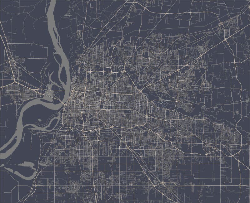 Map of the City of Memphis , Mississippi, USA Stock Illustration