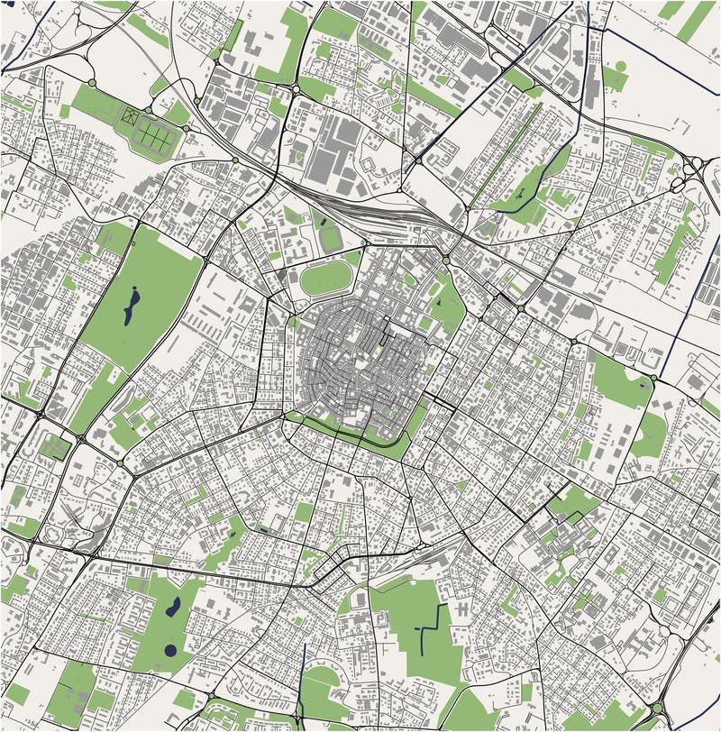 Map of the City of Modena, EmiliaRomagna, Italy Stock Vector