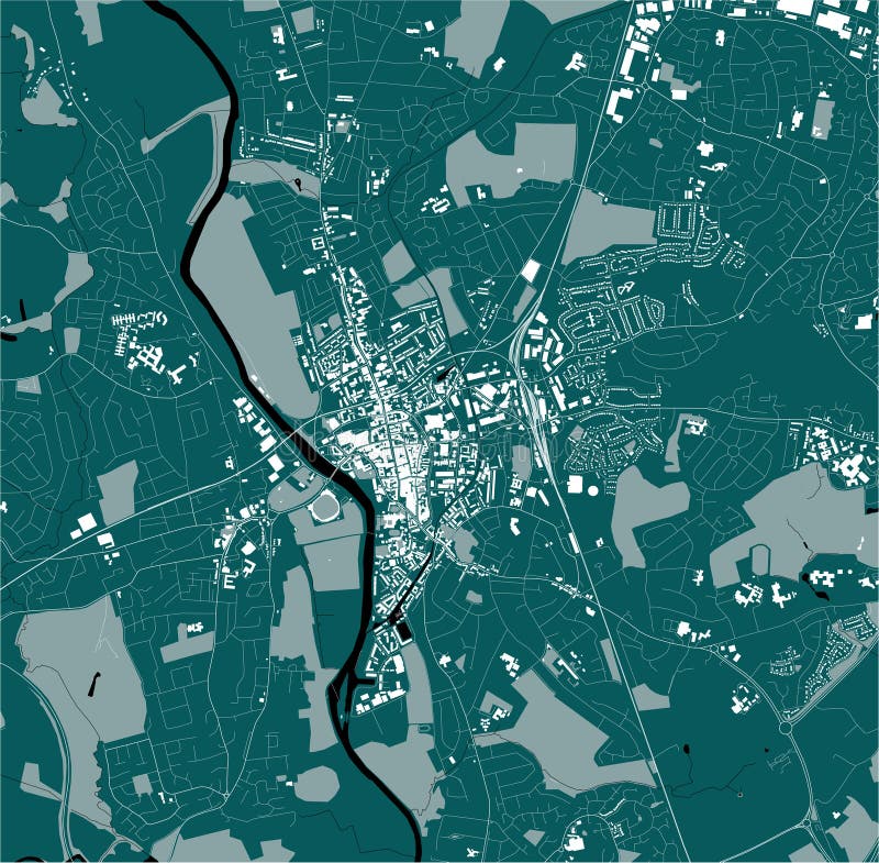 Map of the City of Worcester, Worcestershire, West Midlands, England