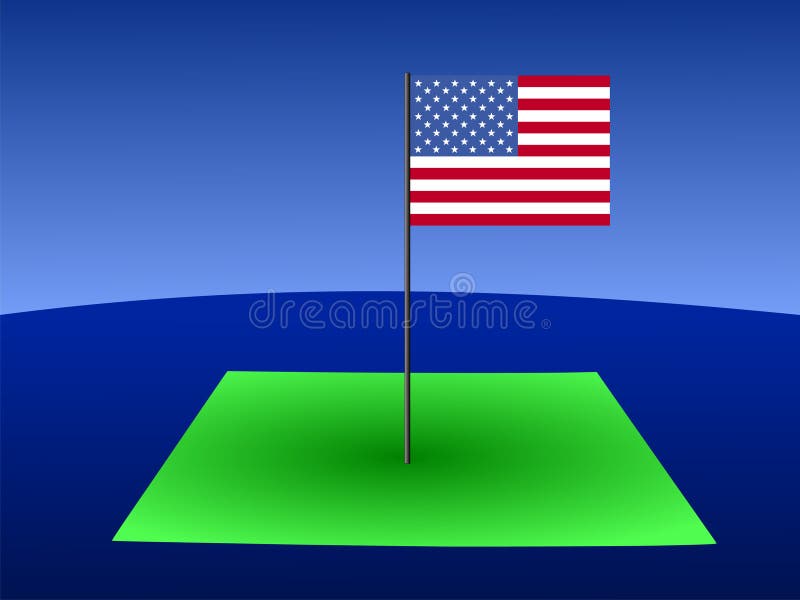 Map of Colorado with flag stock illustration