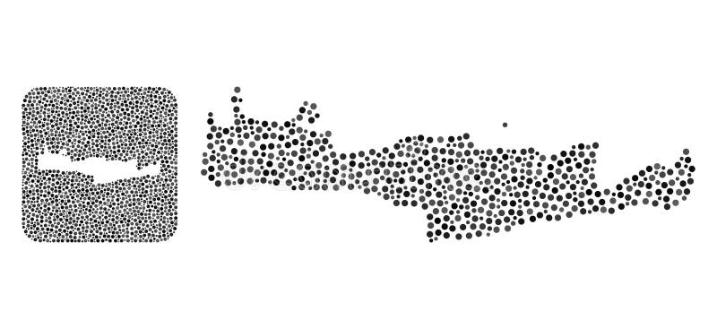 Map of Crete Island Dotted Collage with Stencil Stock Vector