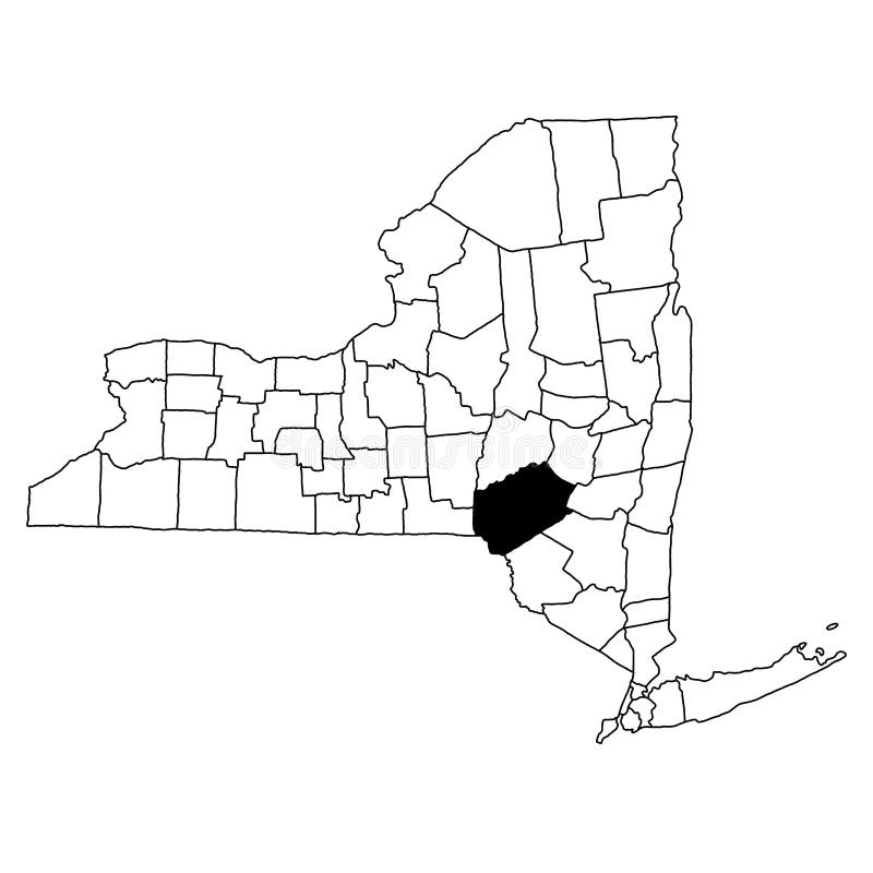 Map of Delaware County in New York State on White Background. Single