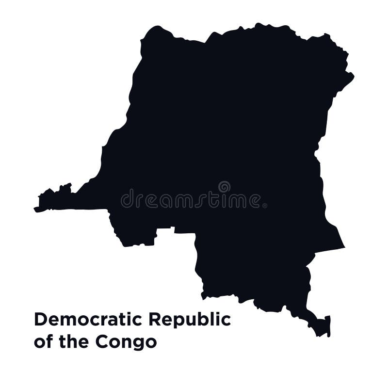 Map of Democratic Republic of the Congo, Africa, Isolated on White