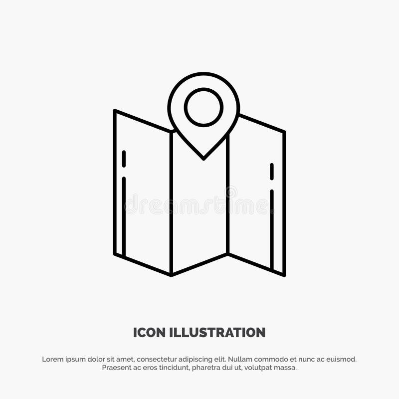 Map, Direction, Location, Navigation, Pointer Line Icon Vector vector illustration