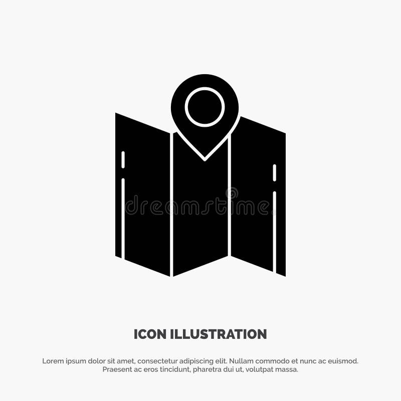 Map, Direction, Location, Navigation, Pointer solid Glyph Icon vector vector illustration