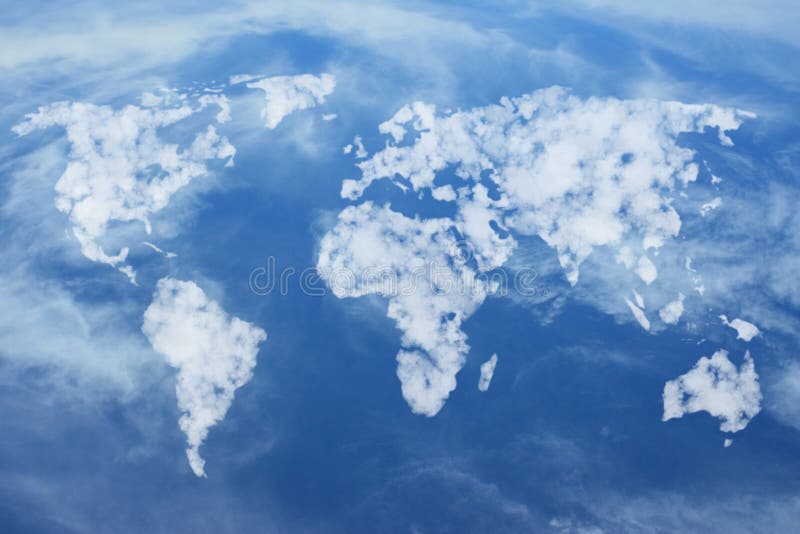 Map of the Earth Made of Clouds Stock Illustration - Illustration of