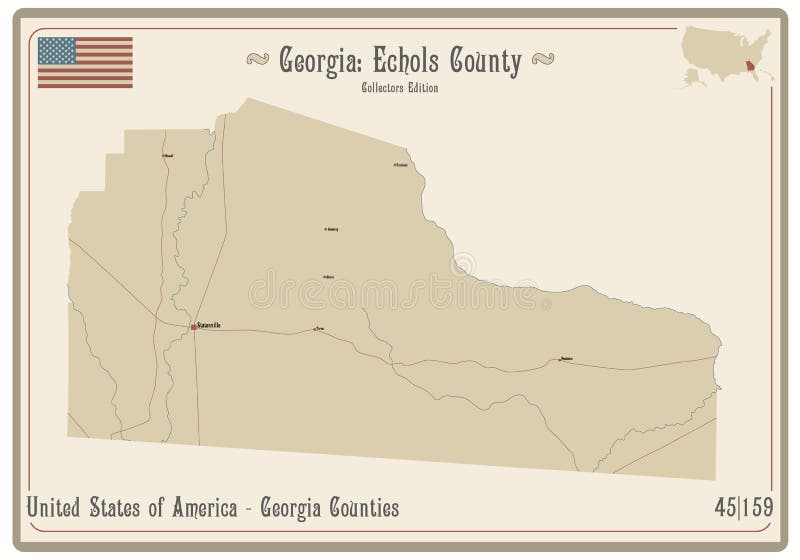 Map of Echols County in Stock Vector Illustration of