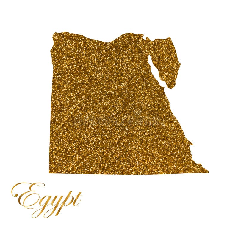 Map of Egypt. Silhouette with Golden Glitter Texture Stock Vector