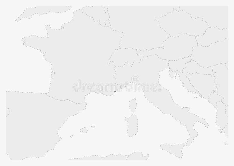 Map of Europe with highlighted Monaco map stock illustration Map of Europe with highlighted Monaco map stock illustration