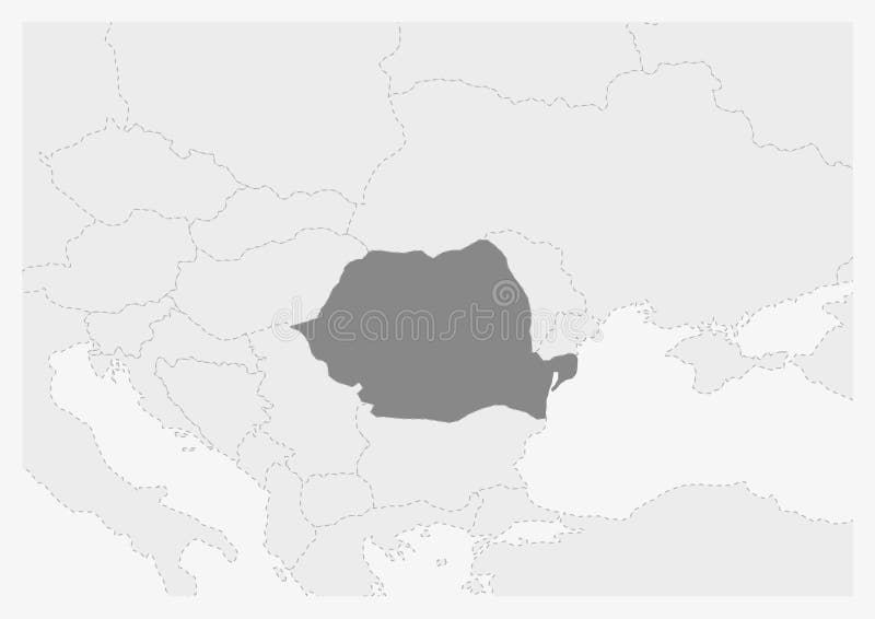 Map of Europe with highlighted Romania map royalty free illustration