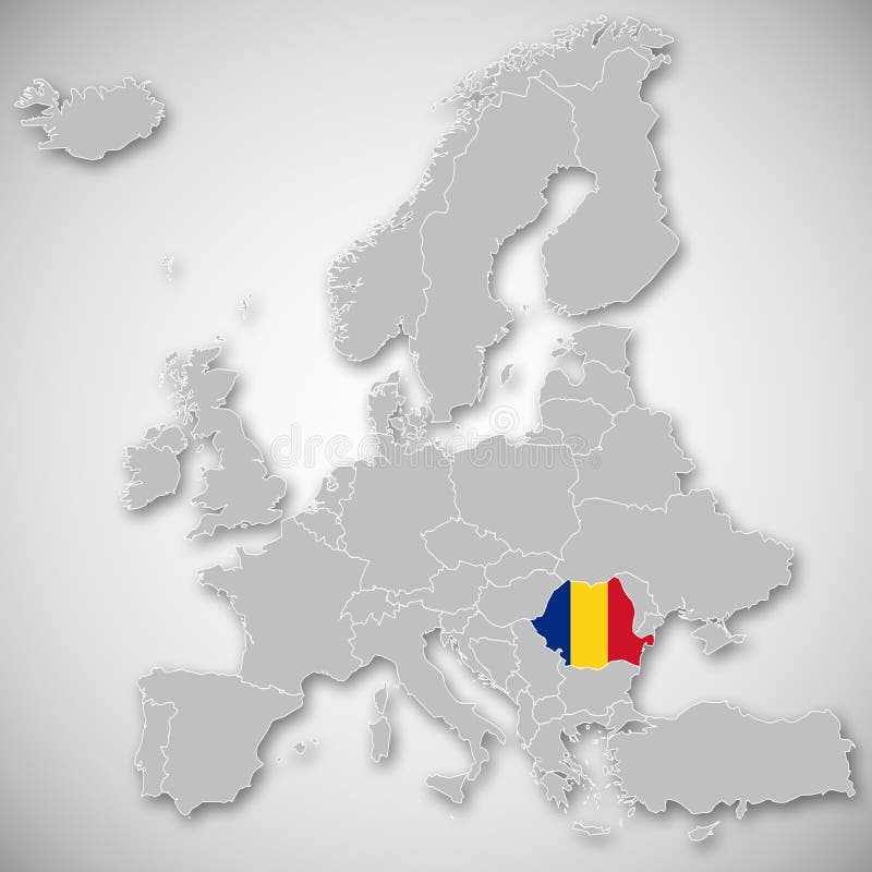 Map of Europe - Romania vector illustration