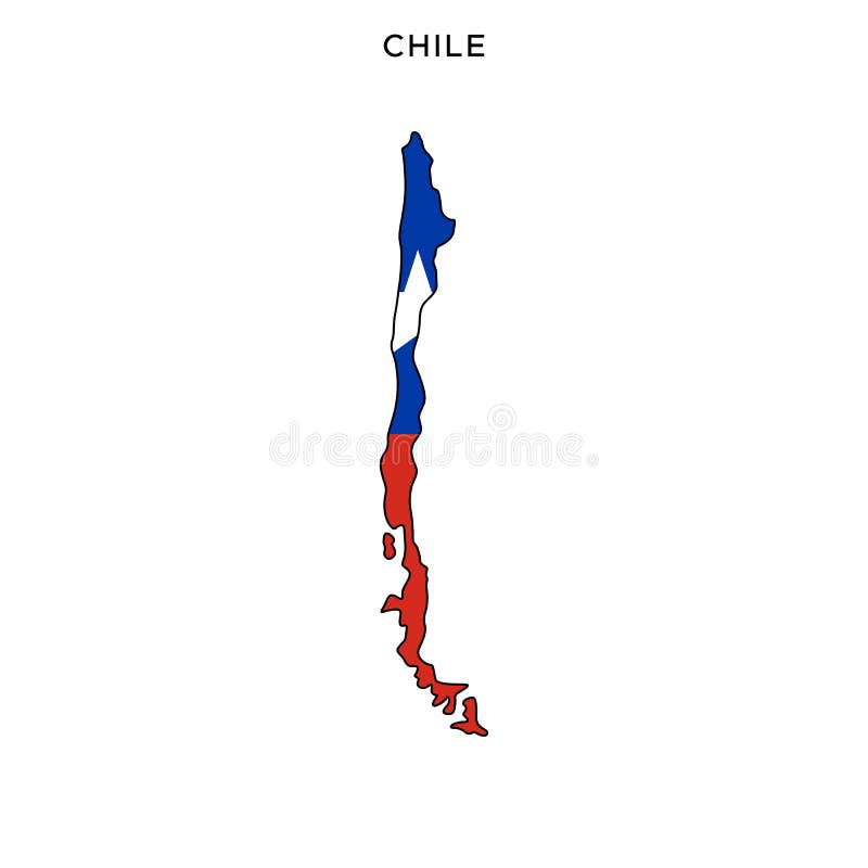 Map and Flag of Chile Vector Design Template with Editable Stroke