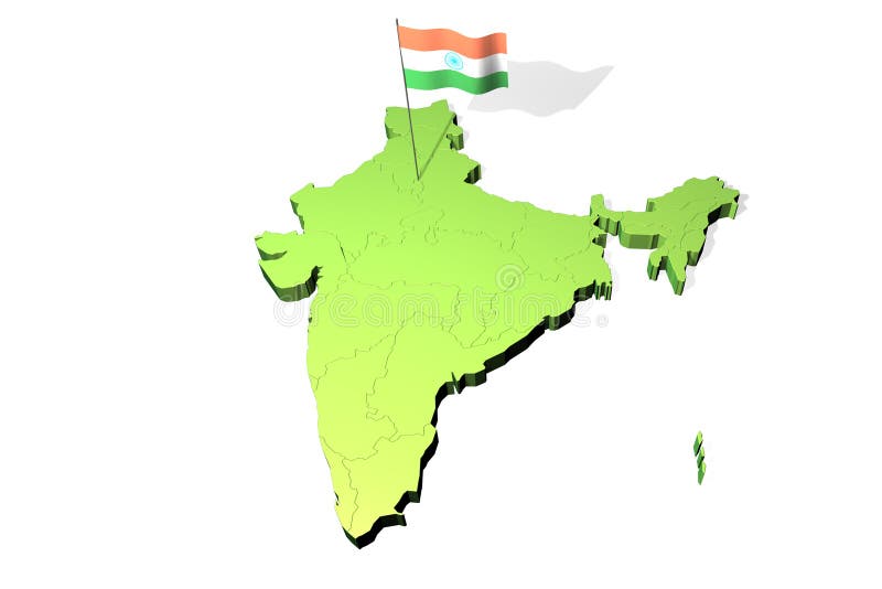 Map and flag of India