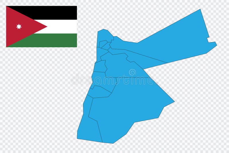 Map and flag of Jordan vector illustration