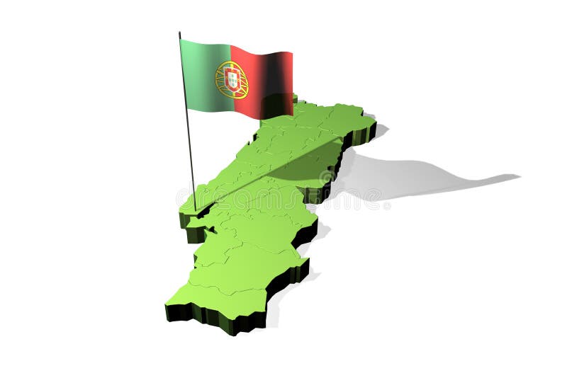 Europe Map, Portugal With Flag Stock Photo, Royalty-Free