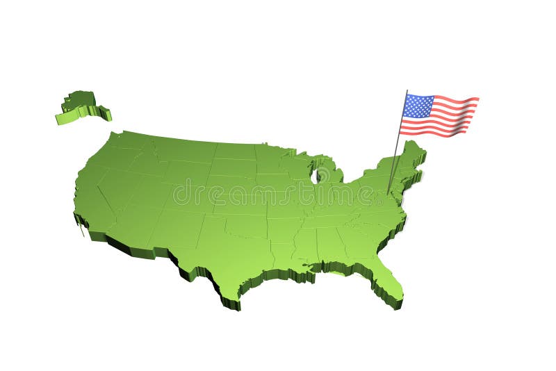 Map and flag of USA