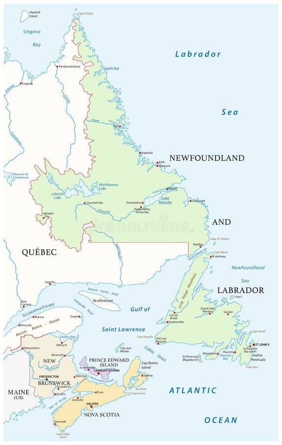 Map Of The Four Canada Atlantic Provinces Stock Vector ...