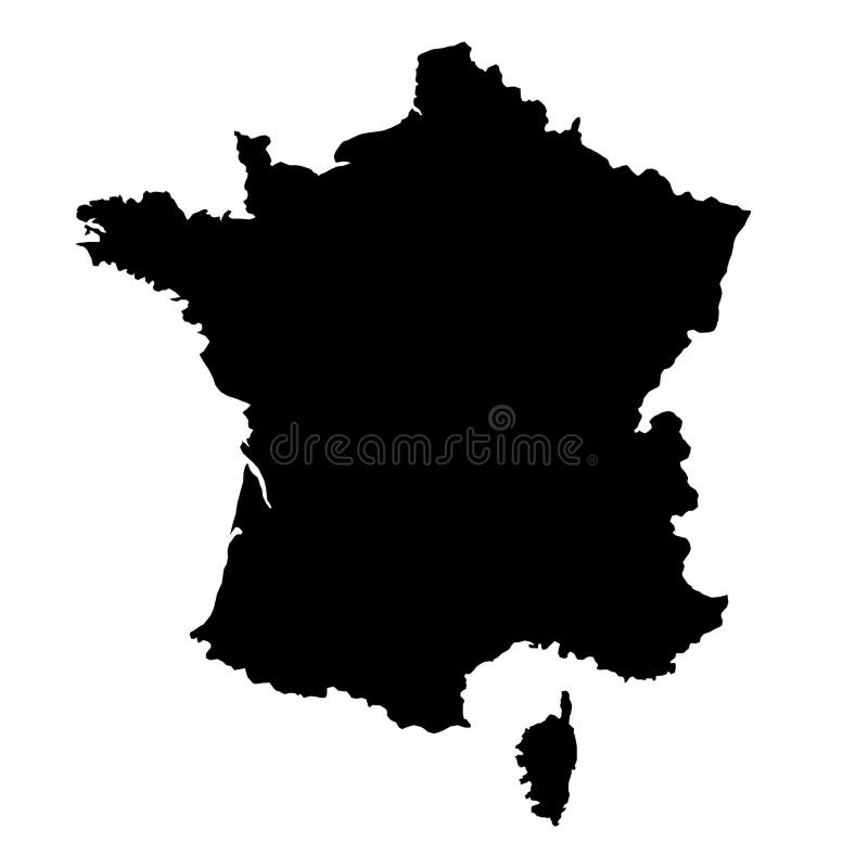 Map of France. Black Silhouette on White Background Stock Vector