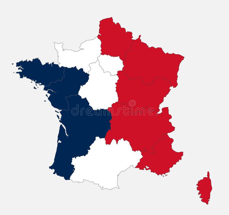 Map of the France in the Colors of the Flag with Administrative ...