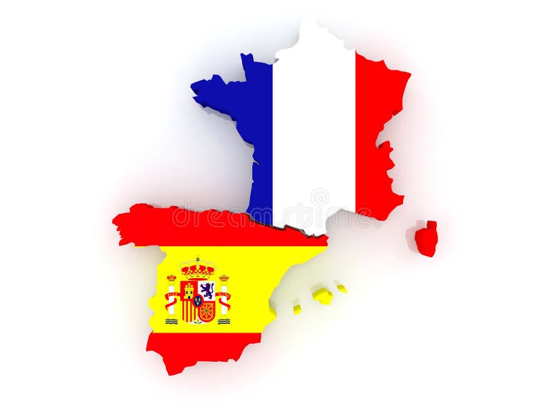 Map of France and Spain. stock illustration. Illustration of travel