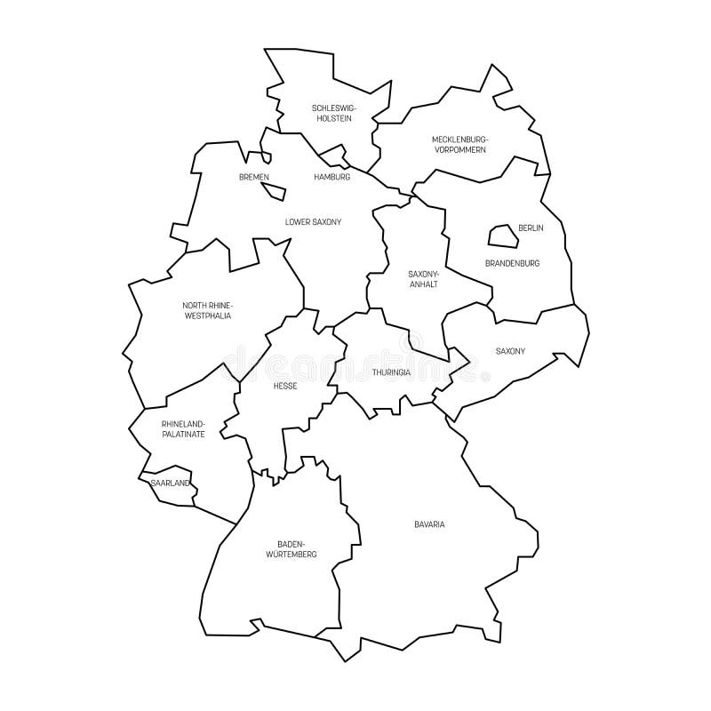 download map of germany devided to 13 federal states and 3 city states berlin