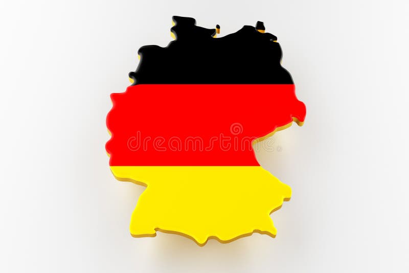 A 3D Map of Germany. Map of Germany Land Border with Flag. Germany Map