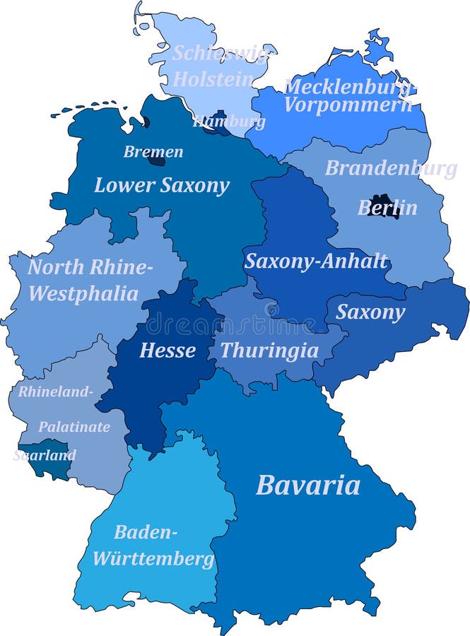 Map of Germany. without the Names Capitals but with the Names of Lands
