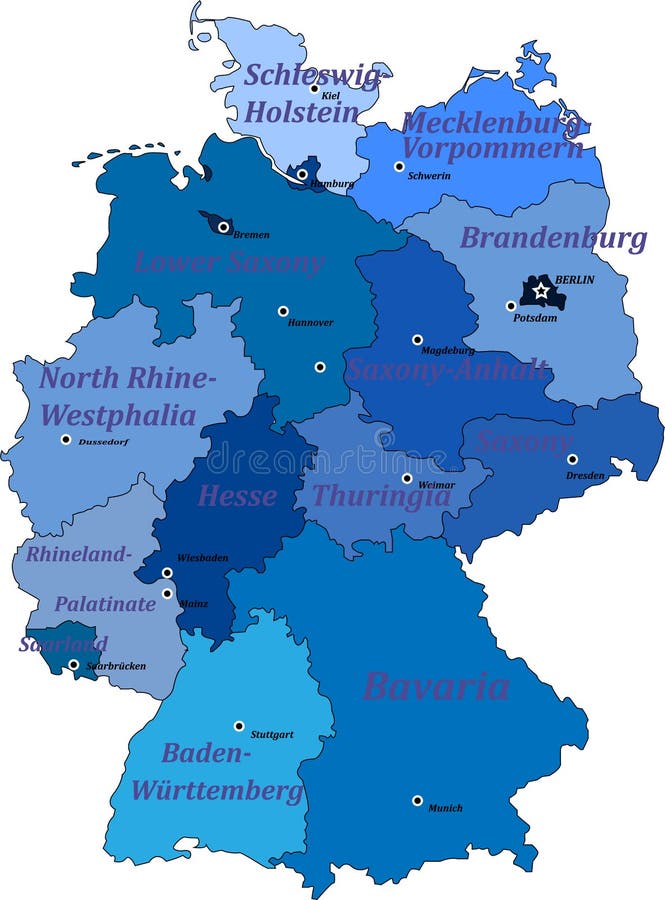 german states and capitals map