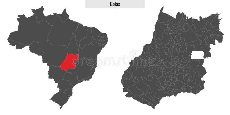 Map of Goias state of Brazi stock illustration