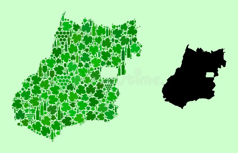 Map of Goias State - Mosaic of Wine and Grapes Leaves vector illustration