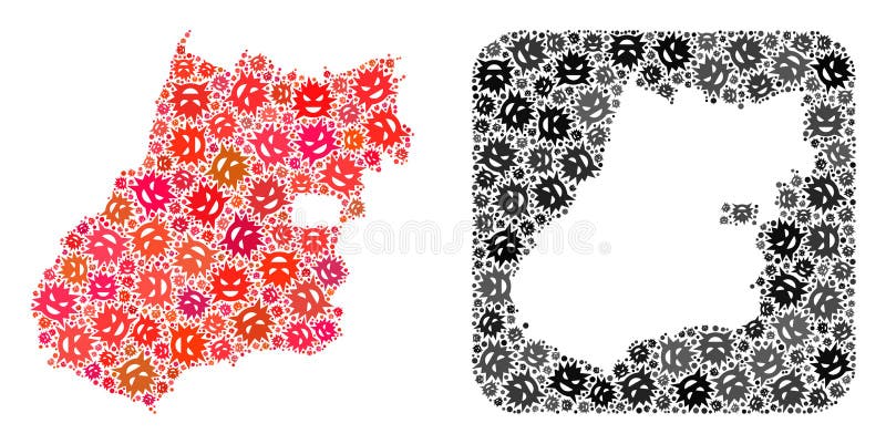 Map of Goias State - Pandemic Virus Mosaic with Stencil vector illustration