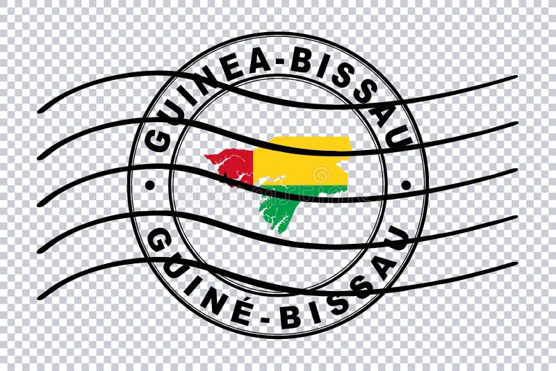 Map of Guinea Bissau, Postal Passport Stamp, Travel Stamp Stock