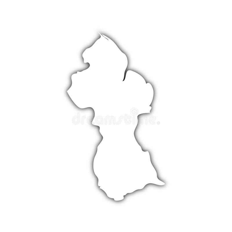 Map of guyana with shadow stock illustration