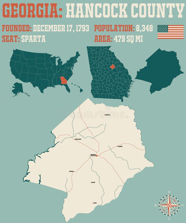 Map of Hancock in stock vector. Illustration of travel 192778335