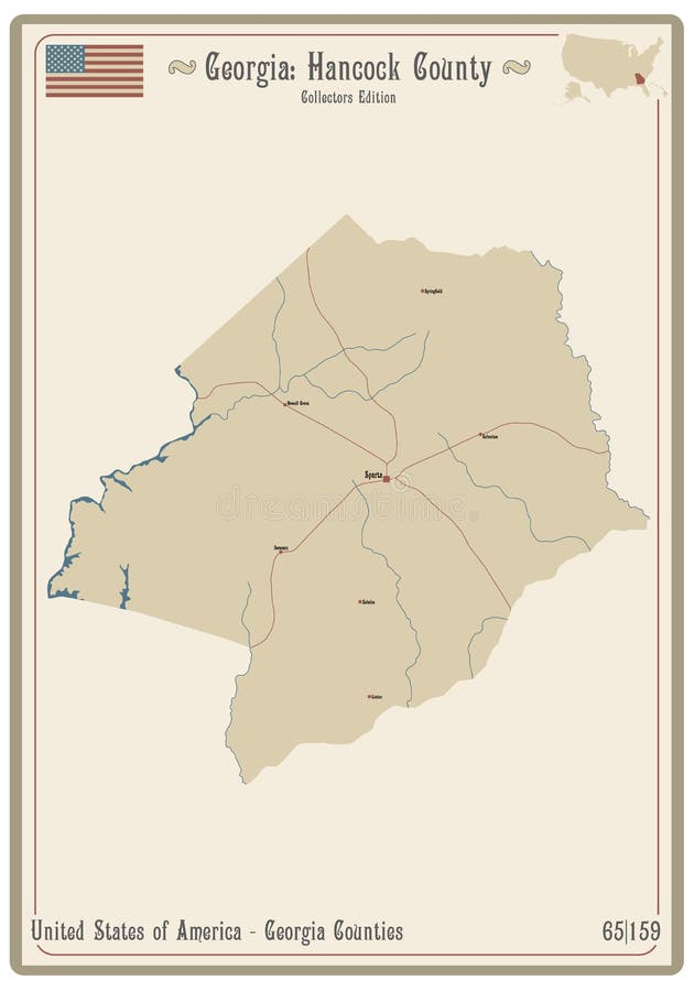 Map of Hancock County in Stock Vector Illustration of road