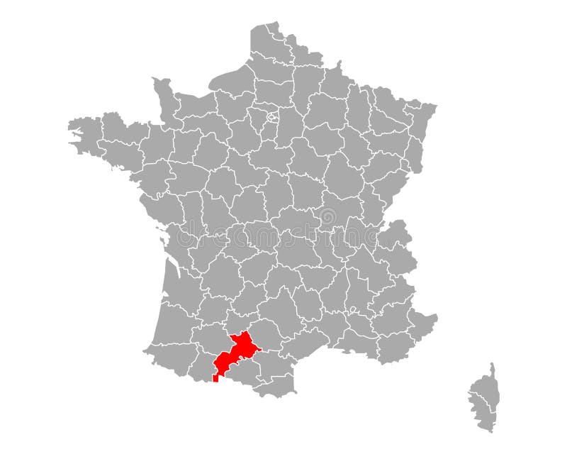 Map of Haute-Garonne in France Stock Vector - Illustration of region ...