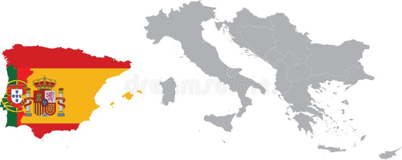 Europe Map, Portugal With Flag Stock Photo, Royalty-Free