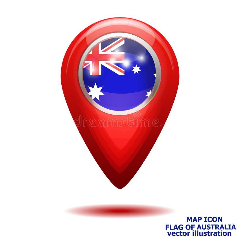 Map icon with flag of Australia. Vector illustration. stock illustration Map icon with flag of Australia. Vector illustration. stock illustration