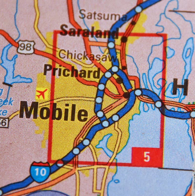 Map Image of Mobile Alabama Stock Photo Image of interstates