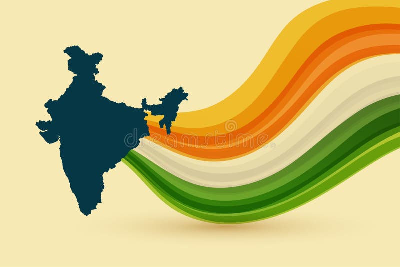 Map of India with Tricolor Waves Background Stock Vector - Illustration of  background, poster: 168963265