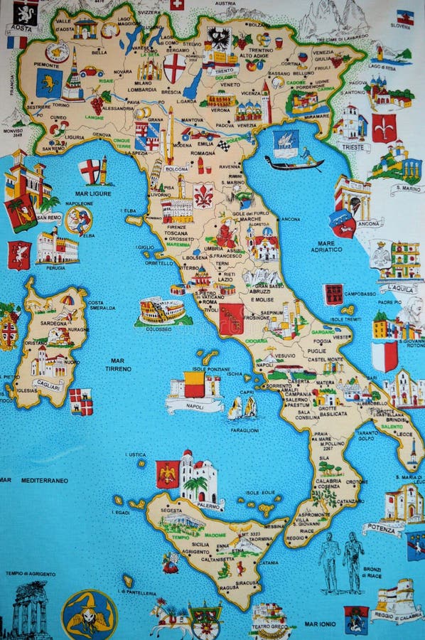Map of Italy with symbols