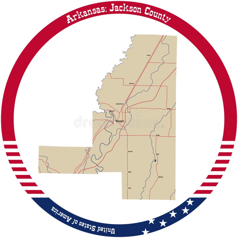 Map of Jackson County in Arkansas, USA. Stock Illustration