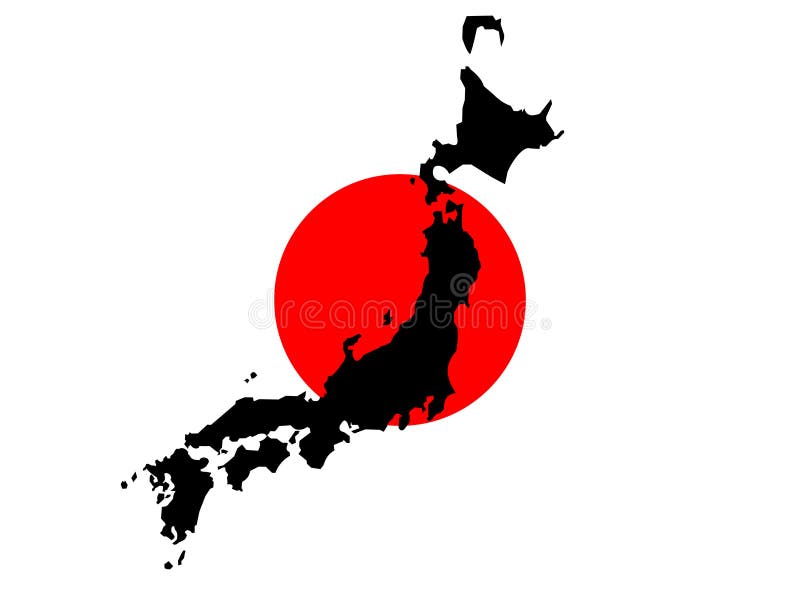 Harta steagului japonez și japonez royalty free illustration