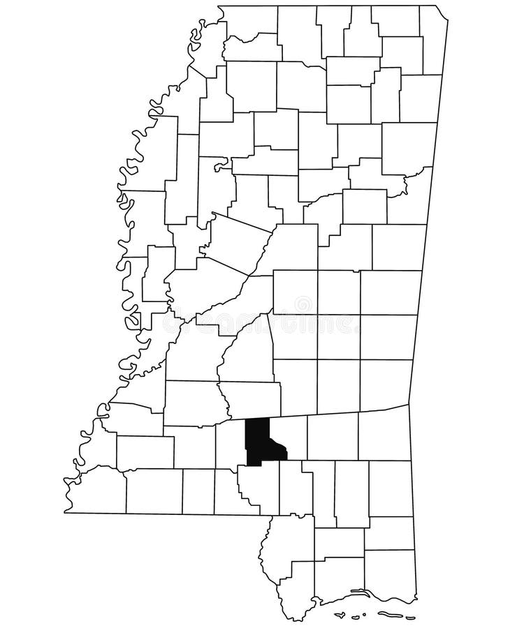 Harta comitatului Jefferson Davic din statul Mississippi pe fond alb. o singură hartă județ evidențiată de culoarea neagră pe. hartă unică a districtului evidențiată de culoarea neagră pe harta mississippi. statele Unite ale Americii.