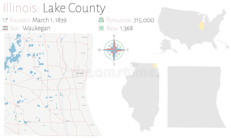 Map Lake County Illinois Large Detailed Usa 237013862 