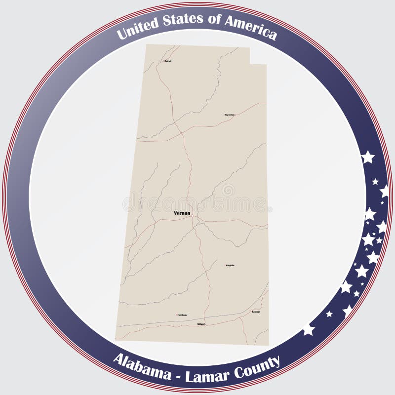 Map of Lamar County in Alabama Stock Vector Illustration of nation