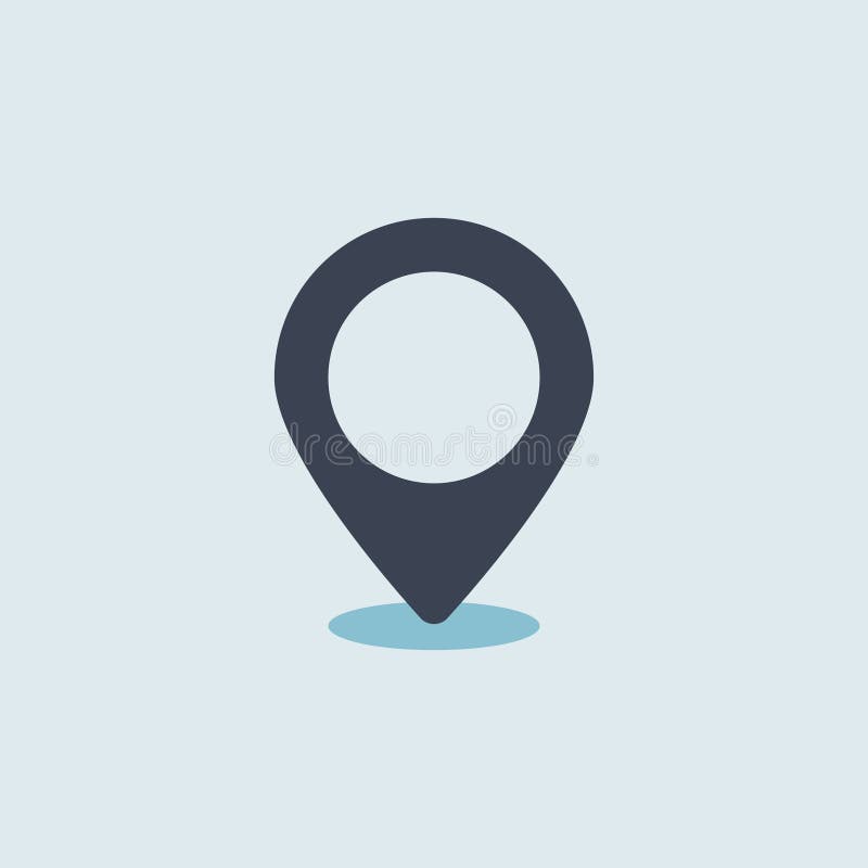 Map location icon. vector symbol in flat simple style on blue white background stock illustration
